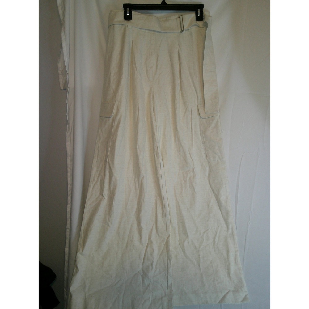 Worthington Women's Wide Leg Palazzo Pants Thigh Pockets 10 Beige‎ w/Belt NWT